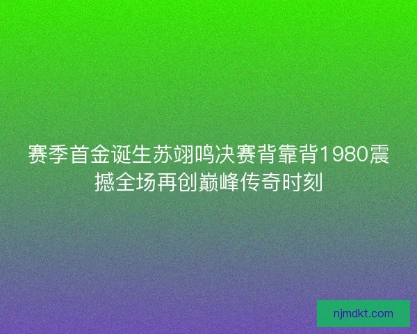 赛季首金诞生苏翊鸣决赛背靠背1980震撼全场再创巅峰传奇时刻