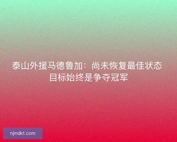 泰山外援马德鲁加：尚未恢复最佳状态 目标始终是争夺冠军
